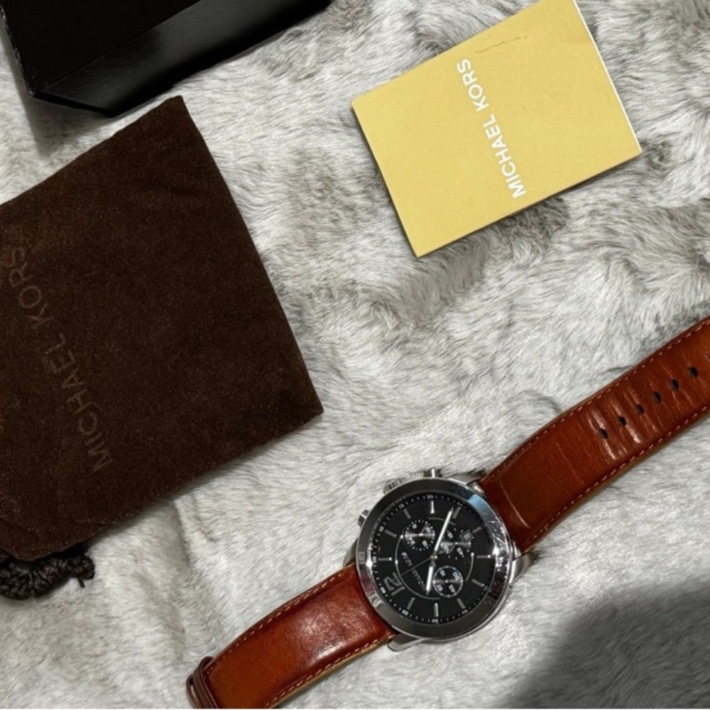 Michael Kors Silver and Brown Chronograph Watch